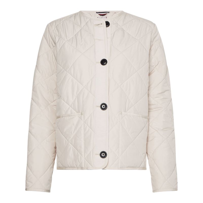 TOMMY HILFIGER - Chaqueta Acolchada Corta Sin Cuello Mujer Blanco Tommy Hilfiger
