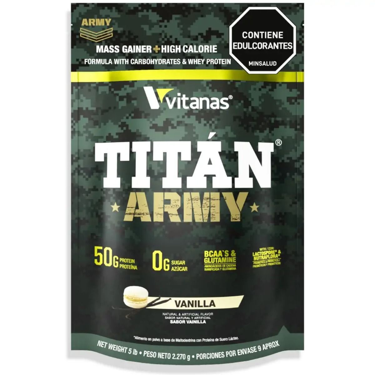 VITANAS - Titan Army Proteina Hipercalorica 5 Libras Vitanas