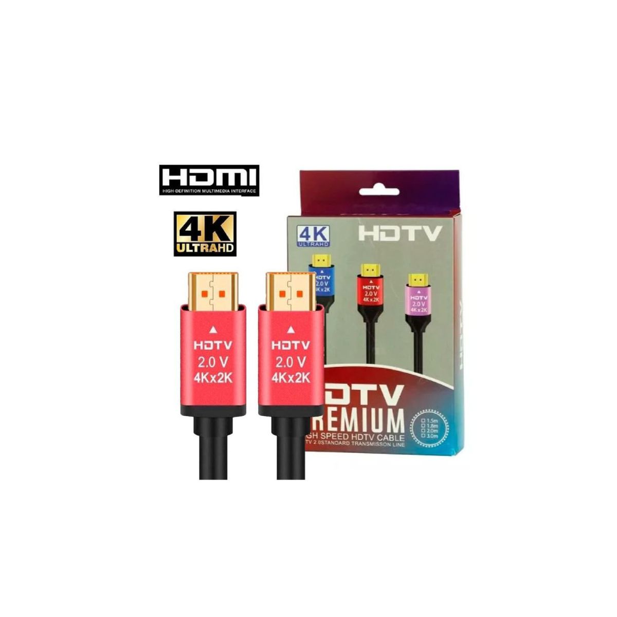 SHEN HUANG - Cable Hdtv/hdmi 4k / 2k Alta Definición De 1.5 Metros