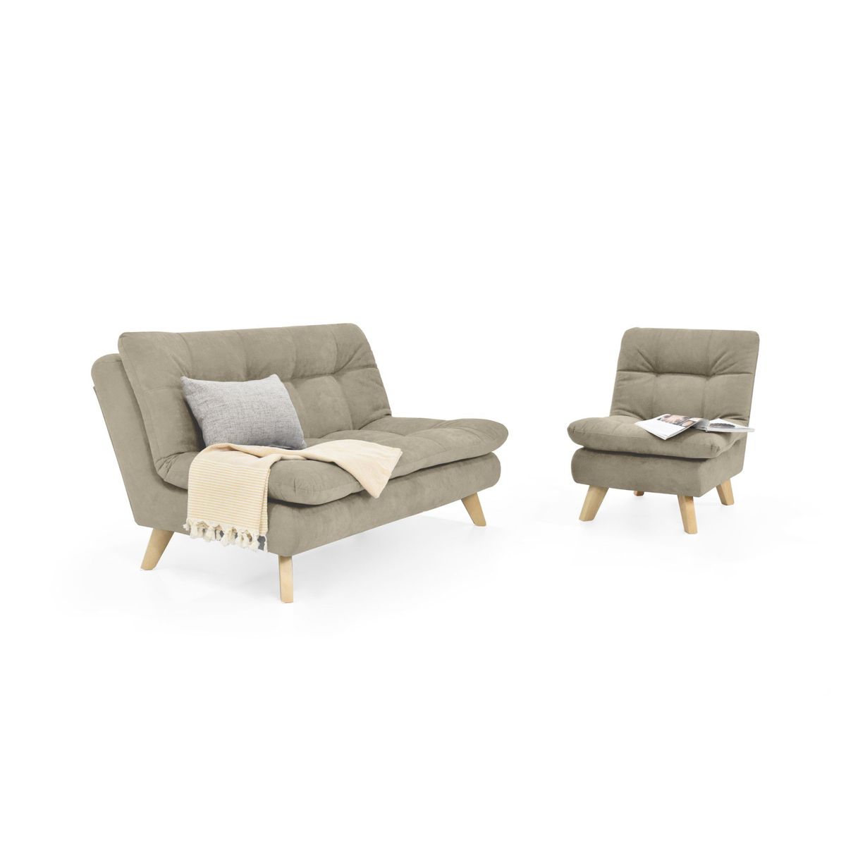 VENECIA - Sofá y Poltrona Toulouse Tela Taupe