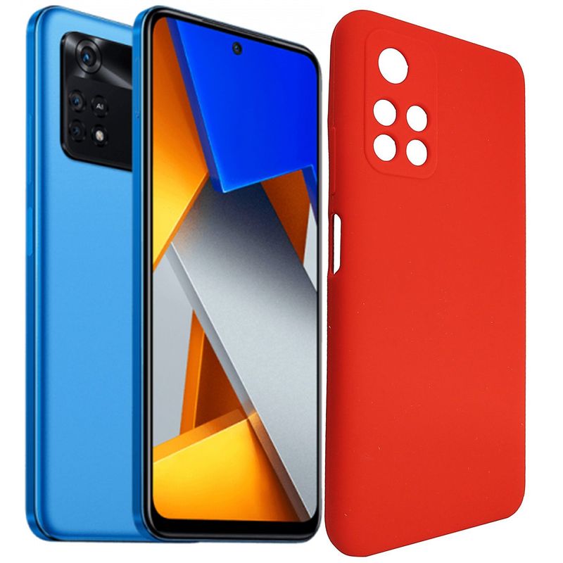 GENERICO - Funda Estuche Silicone Case Compatible Xiaomi Poco M4 Pro 5G Rojo