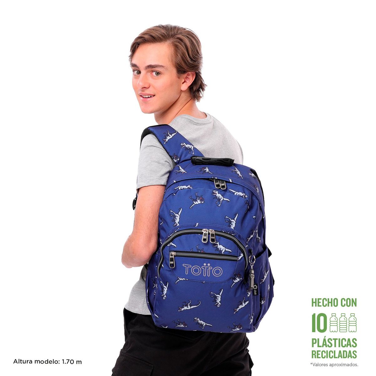 TOTTO - Morral Juvenil Porta PC 14" Acuarela Azul
