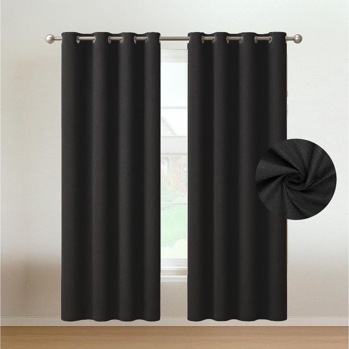 CASATUA - Cortinas Blackout 100% Casatua 2Paños 140x220 Lino Doble - Negro