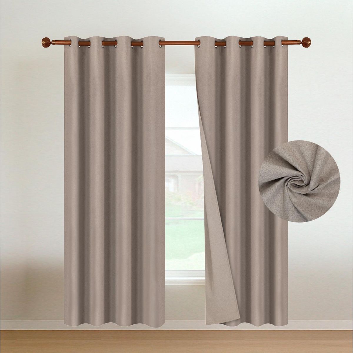 CASATUA - Cortinas Blackout 100% Casatua 2Paños 140x220 Lino Doble - Beige