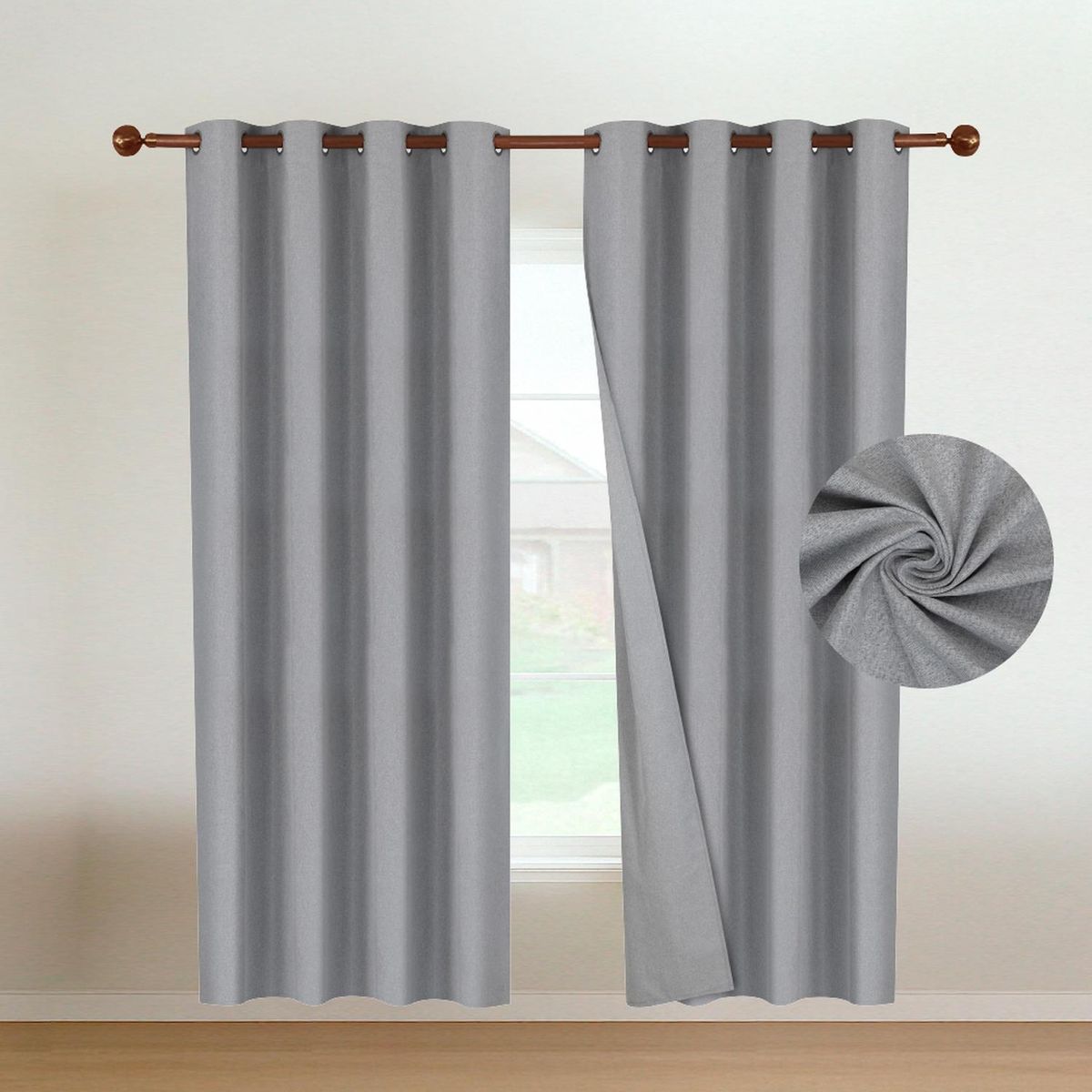 CASATUA - Cortinas Blackout 100% Casatua 2Paños 140x220 Lino Doble - Gris