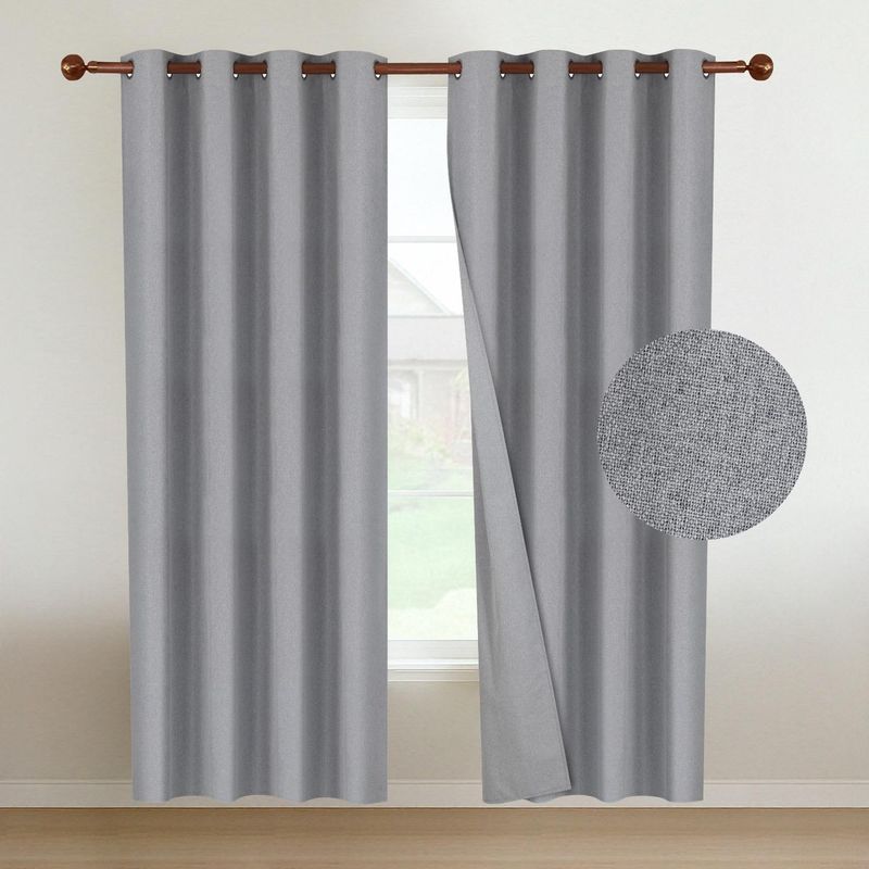 CASATUA - Cortinas Blackout 100% Casatua 2Paños 140x220 Lino Doble - Gris