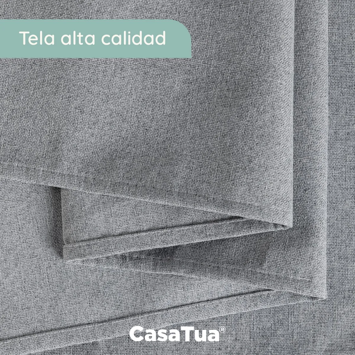 CASATUA - Cortinas Blackout 100% Casatua 2Paños 140x220 Lino Doble - Gris