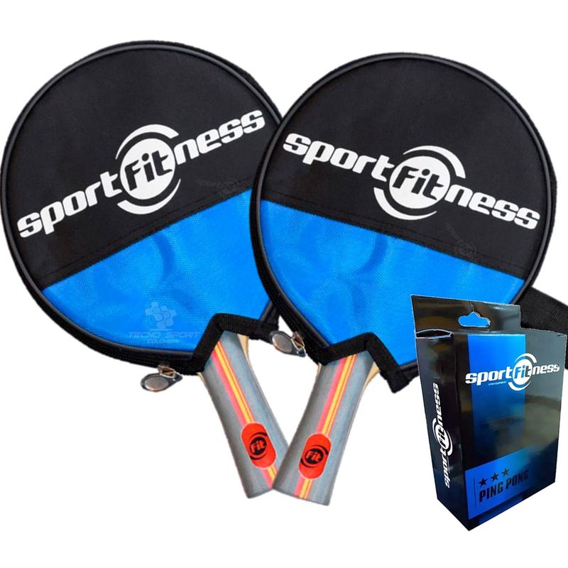 SPORTFITNESS - Raquetas Ping Pong Sport Fitness + 6 Pelotas Con Estuche