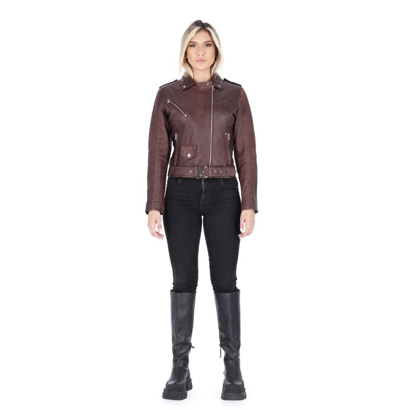 LA CHAQUETERIA - Chaqueta en Cuero Envejecido Coñac W48