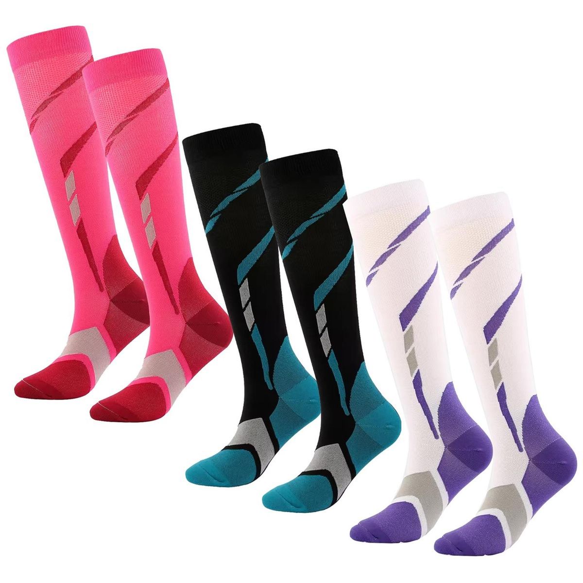 FITNICS - Medias de Compresion Fitnics Mujer Hombre 20-30 mmHg Set x 3