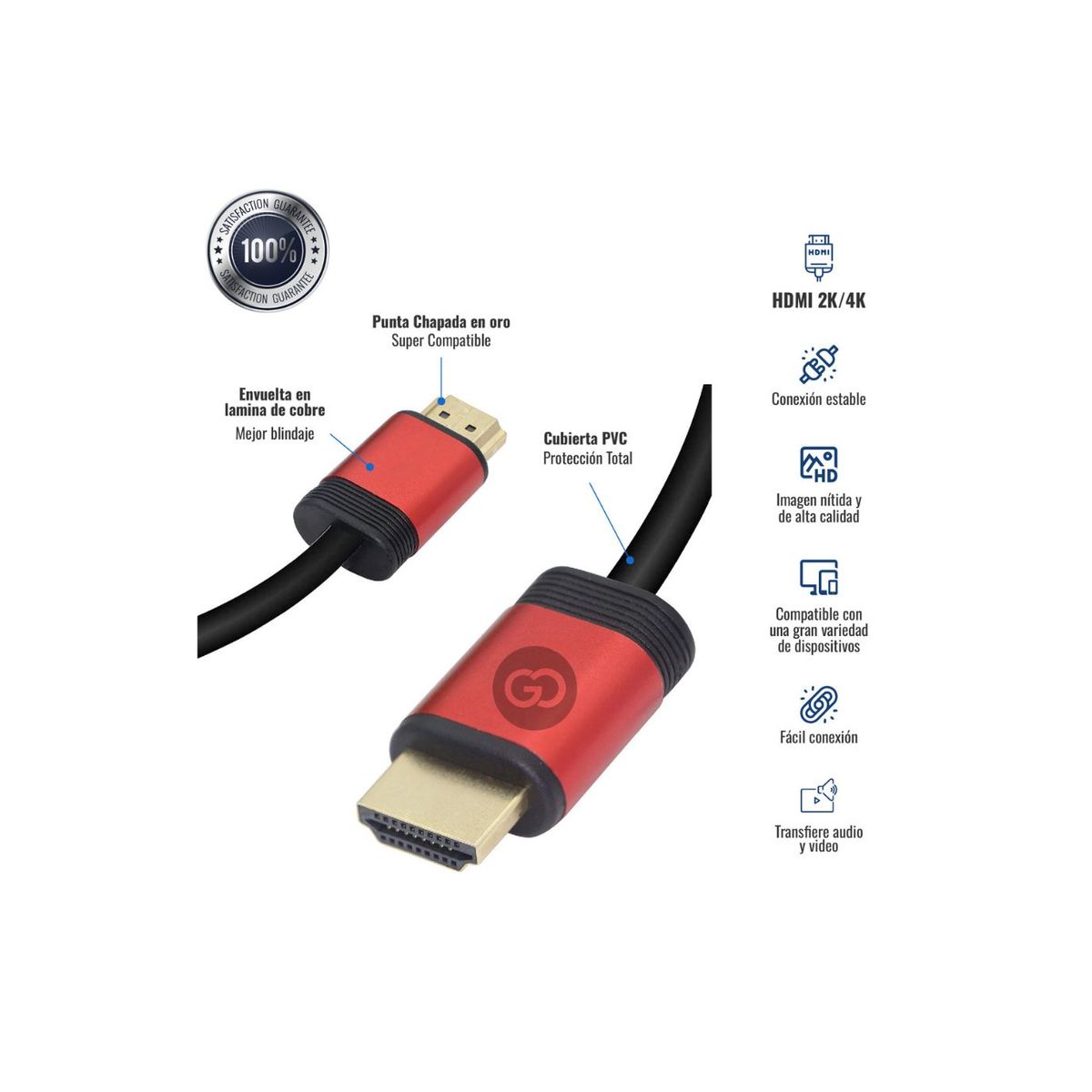 SHENGSHOU - Cable Hdtv/hdmi 4k Ultra Hd 2k De 15 Metros Alta Definición