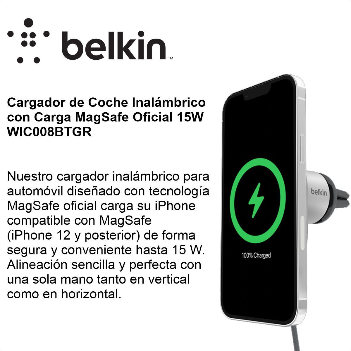 BELKIN - Cargador Carro Wireless Magsafe 15w Belkin Boostcharge Pro
