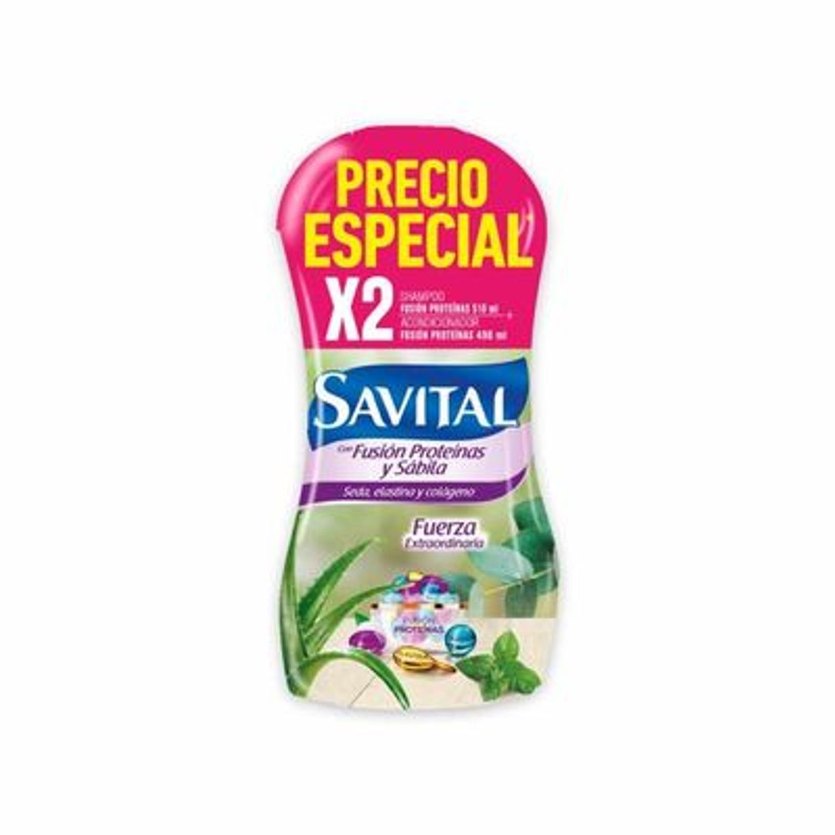 SAVITAL - Shampoo Savital fusión proteinas y sábila x 510m l+ acon x490ml