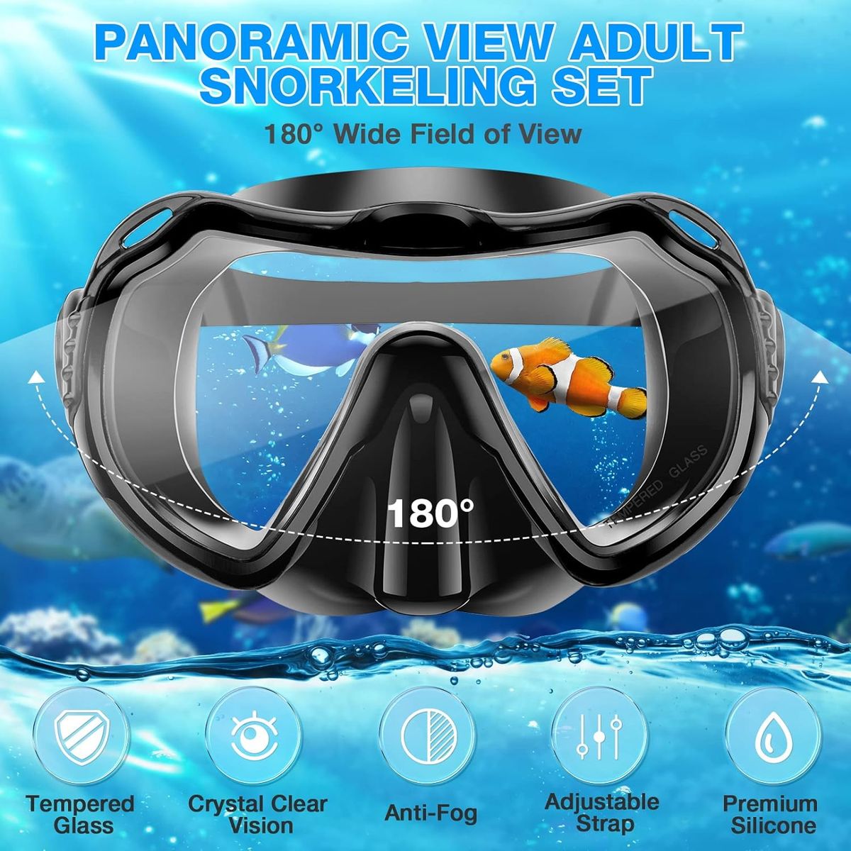 GEF - Kit Careta Buceo Gafas Natacion Y Snorkel Profesional