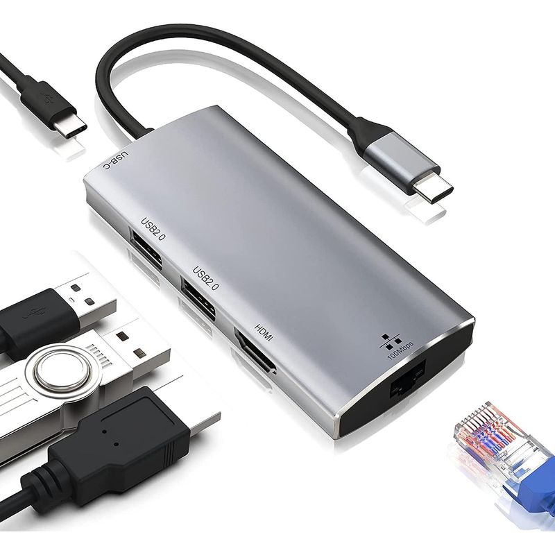 GEF - Adaptador Tipo C Multipuerto Rj45 Hdmi 4k Ethernet Mac Wind