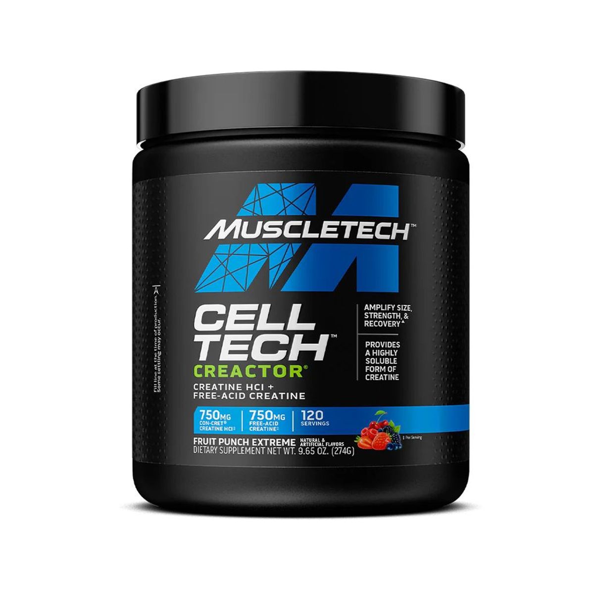 MUSCLETECH - Creactor Creatina HCL 120 Servicios Fruit Punch - Muscletech