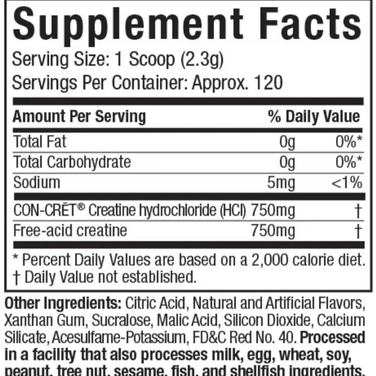 MUSCLETECH - Creactor Creatina HCL 120 Servicios Fruit Punch - Muscletech