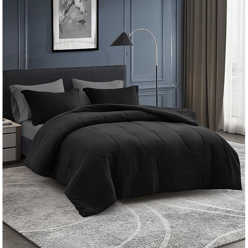 GENERICO - Plumón Edredon King Size Polialgodón Negro 5 Piezas