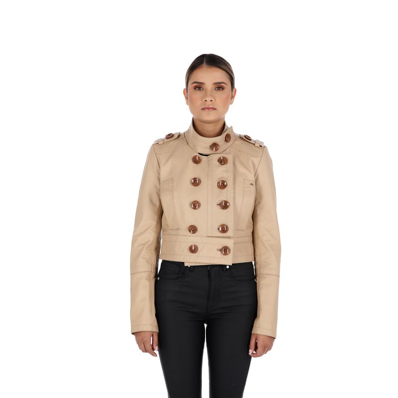 LA CHAQUETERIA - Chaqueta en Cuero Beige Charlotte