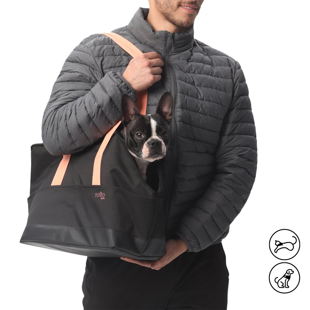 TOTTO - Shopping Bag Kira Versátil Negra/Naranja