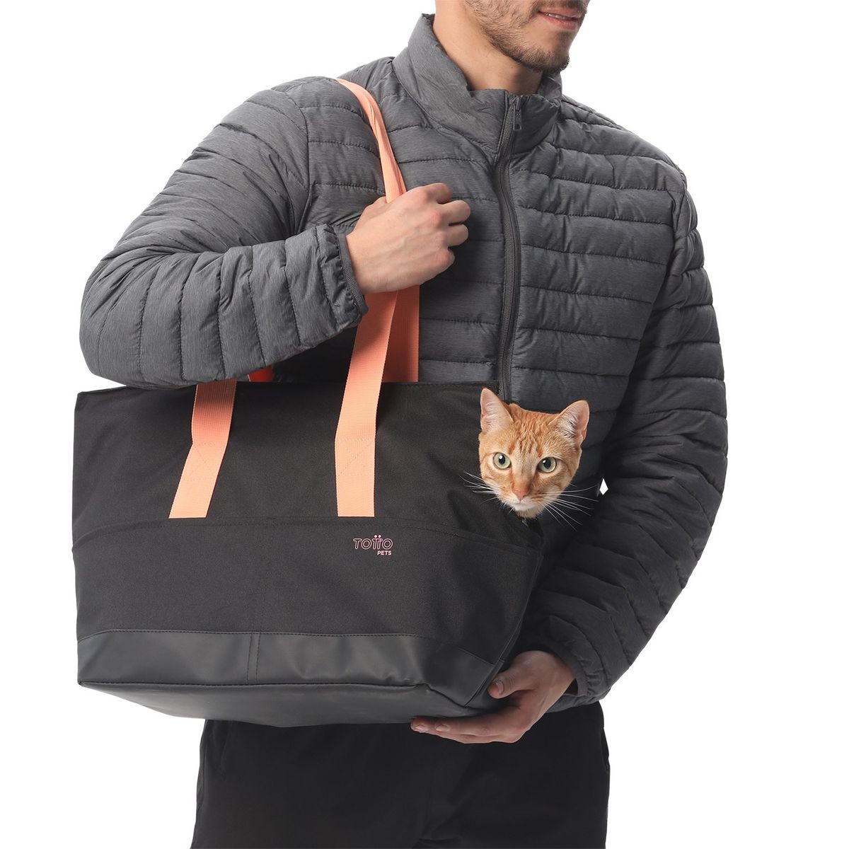 TOTTO - Shopping Bag Kira Versátil Negra/Naranja