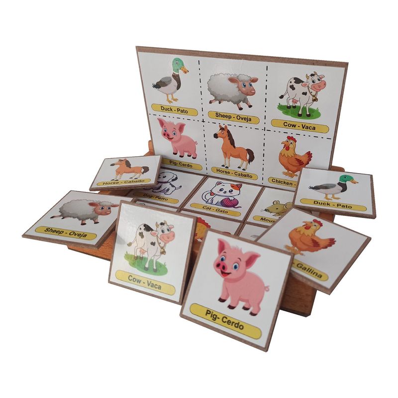 MAFEGO - Juego didáctico De Animales En Caja Español Ingles Mafego