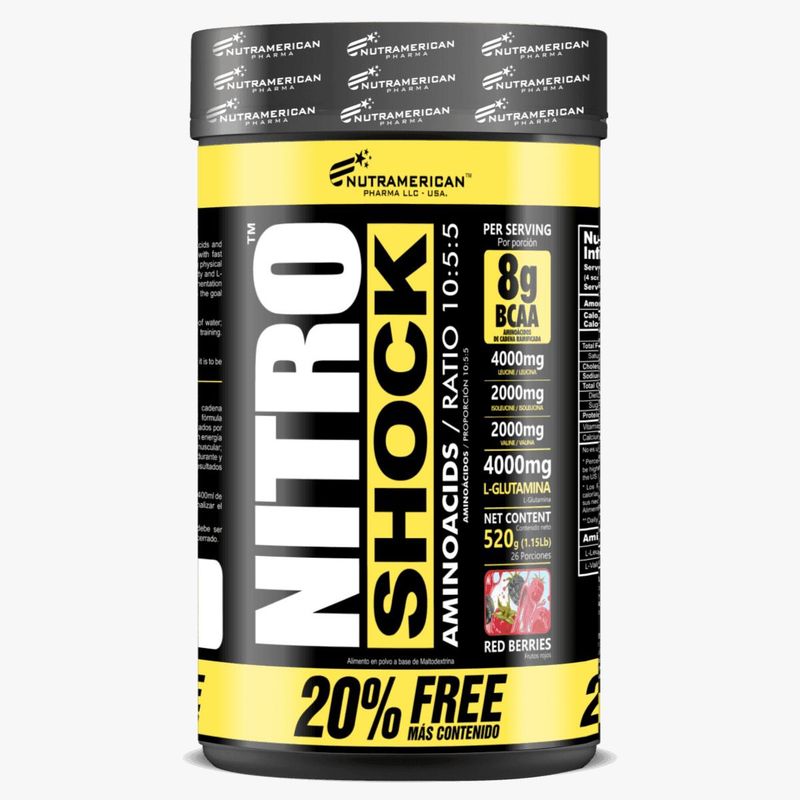 MEGAPLEX - Nitro Shock BCAA - Aminoácidos Sabor Frutos Rojos