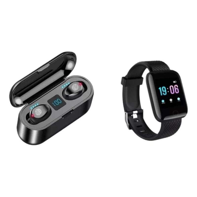 GENERICO - Reloj Inteligente Smartwatch + F9 Audífonos  Base De Carga.