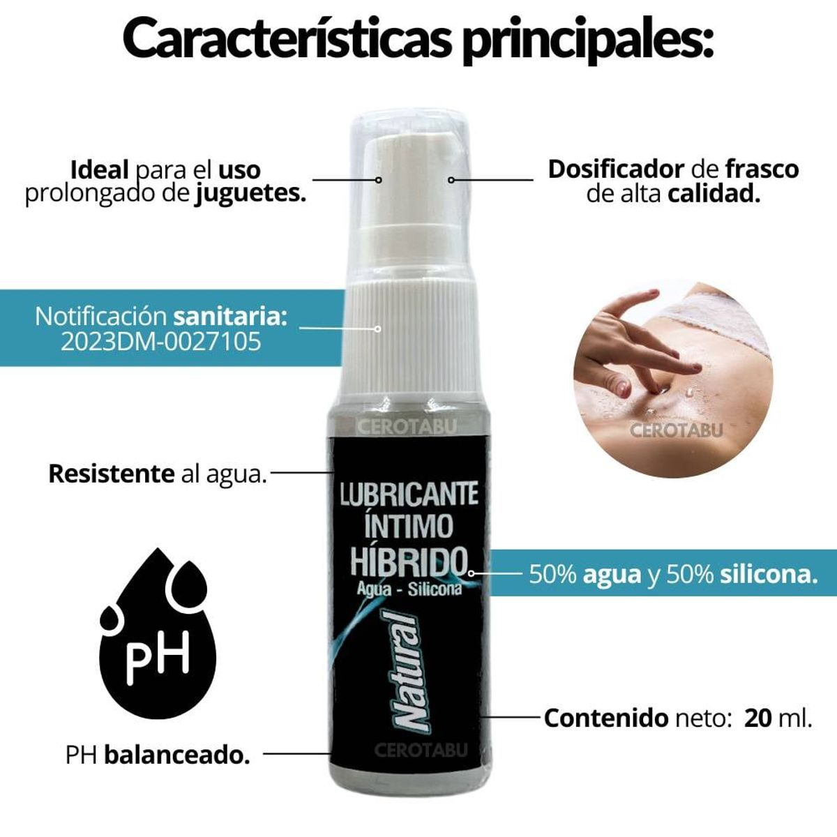 GENERICO - Lubricante Hibrido Base Agua Silicona Anal Vaginal 20ml