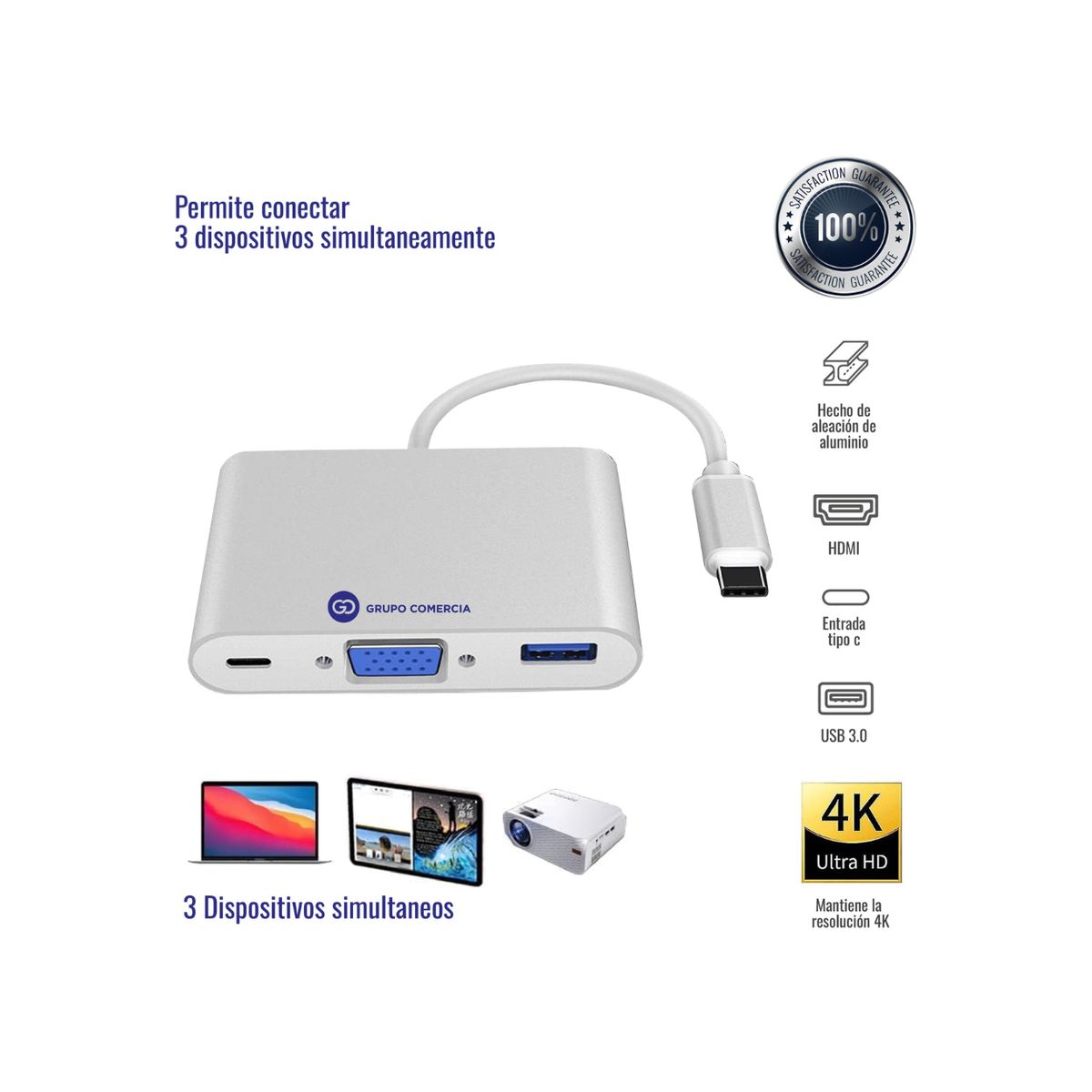 DIANSHENG - Convertidor Adaptador Tipo C A Vga - Usb Usb C