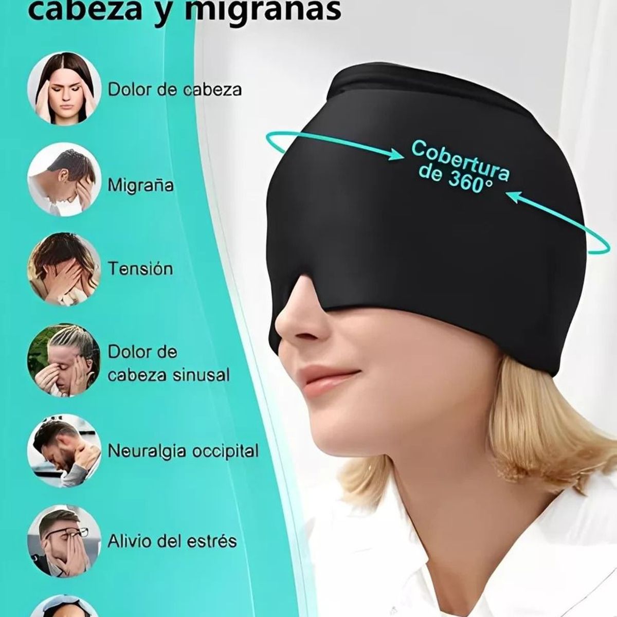 GENERICO - Gorro de Gel Alivio Dolor de Cabeza Migraña Ojos FrioCalor