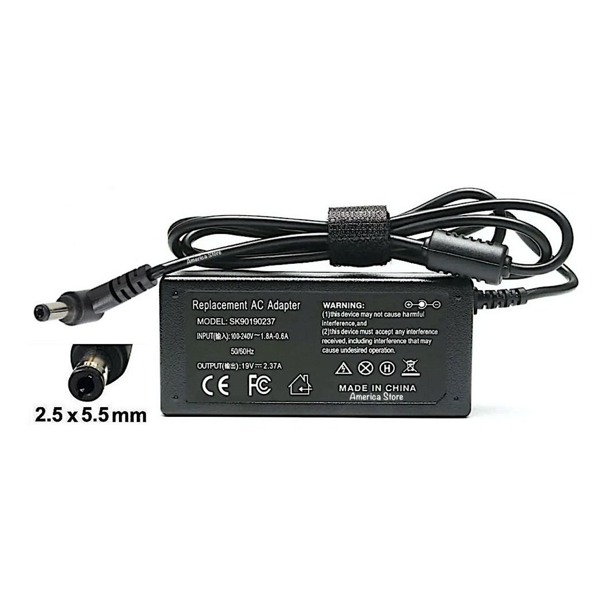 GENERICO - Cargador Para Portatil Asus Toshiba 19v 237a 45w Punta 5525mm