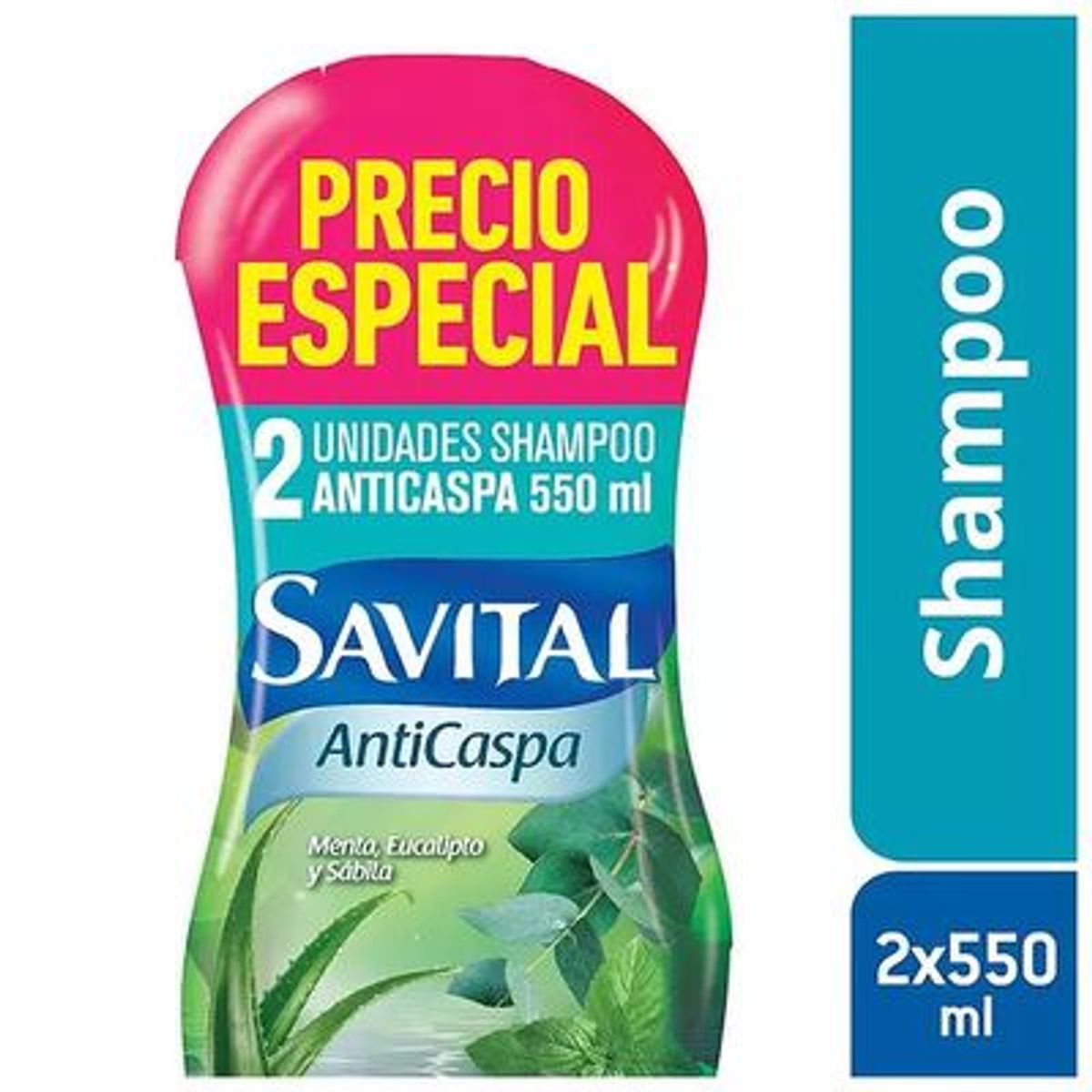 SAVITAL - Shampoo Savital Anticaspa Menta Eucalipto Y Sábila x 510ml 2un