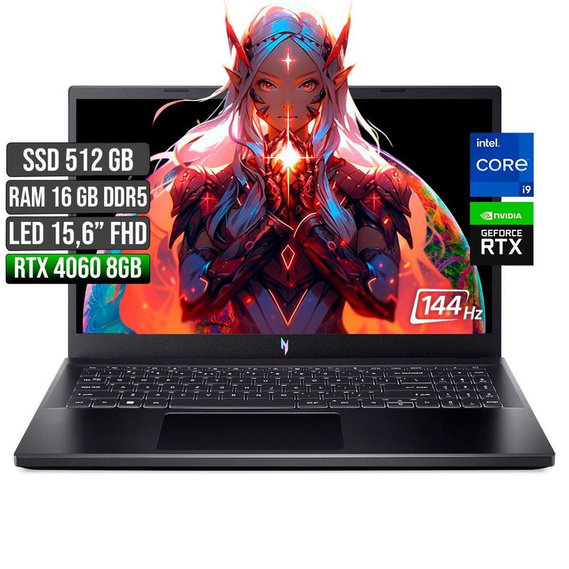 ACER - ACER NITRO INTEL CORE I9-13900H RTX 4060 8GB SSD 512GB RAM 16GB LED 15,6" FHD 144Hz