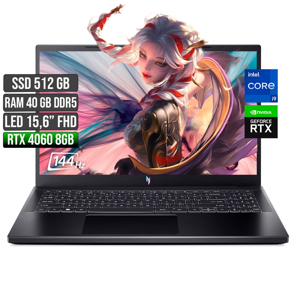 ACER - ACER NITRO INTEL CORE I9-13900H RTX 4060 8GB SSD 512GB RAM 40GB LED 15,6" FHD 144Hz