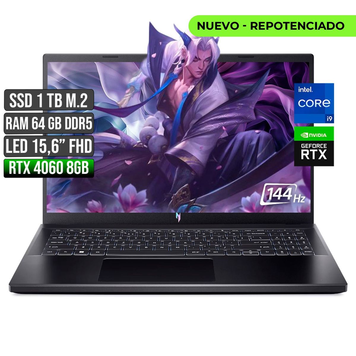 ACER - ACER NITRO INTEL CORE I9-13900H RTX 4060 8GB SSD 1TB RAM 64GB LED 15,6" FHD 144Hz