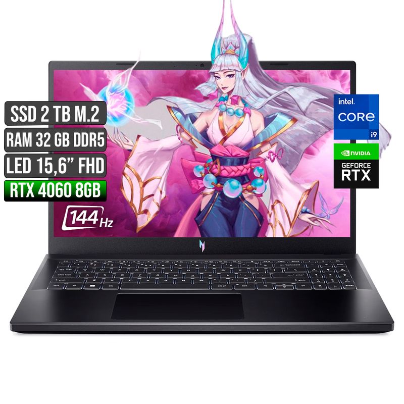 ACER - ACER NITRO INTEL CORE I9-13900H RTX 4060 8GB SSD 2TB RAM 32GB LED 15,6" FHD 144Hz