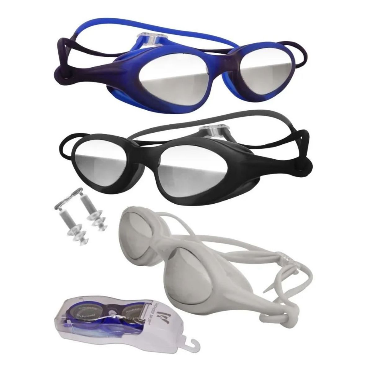 GENERICO - Gafas Natación + Tapa Oídos + Estuche Kit Piscina Entrena