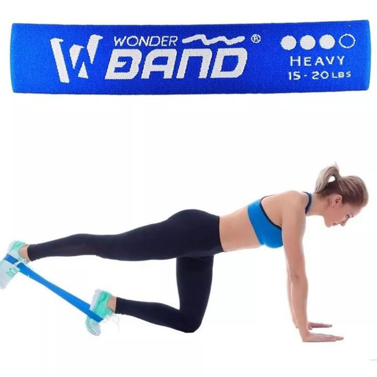 GENERICO - Banda Elástica Tela Resistencia Wonder Azul 15-20lb Fuerte