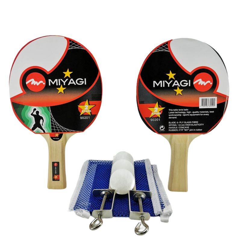 GENERICO - Kit Ping Pong Tenis Mesa Miyagi Set Raquetas Pelotas Malla