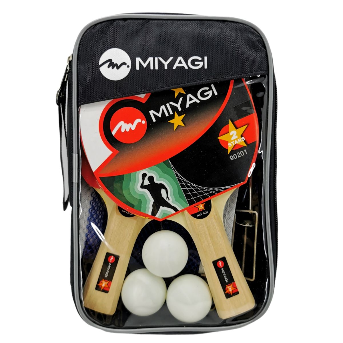 GENERICO - Kit Ping Pong Tenis Mesa Miyagi Set Raquetas Pelotas Malla