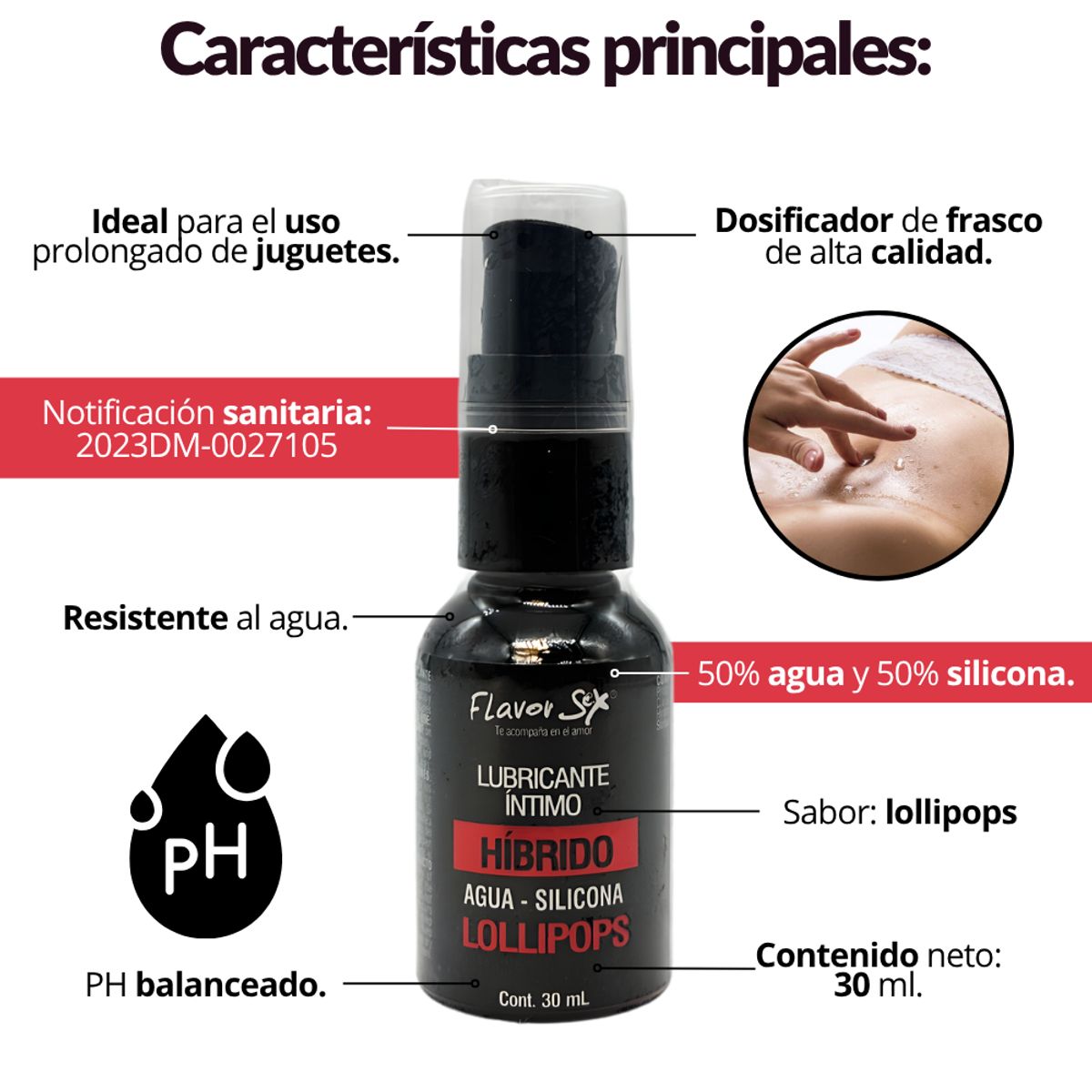 GENERICO - Lubricante Hibrido Base Agua Silicona Saborizado 30ml