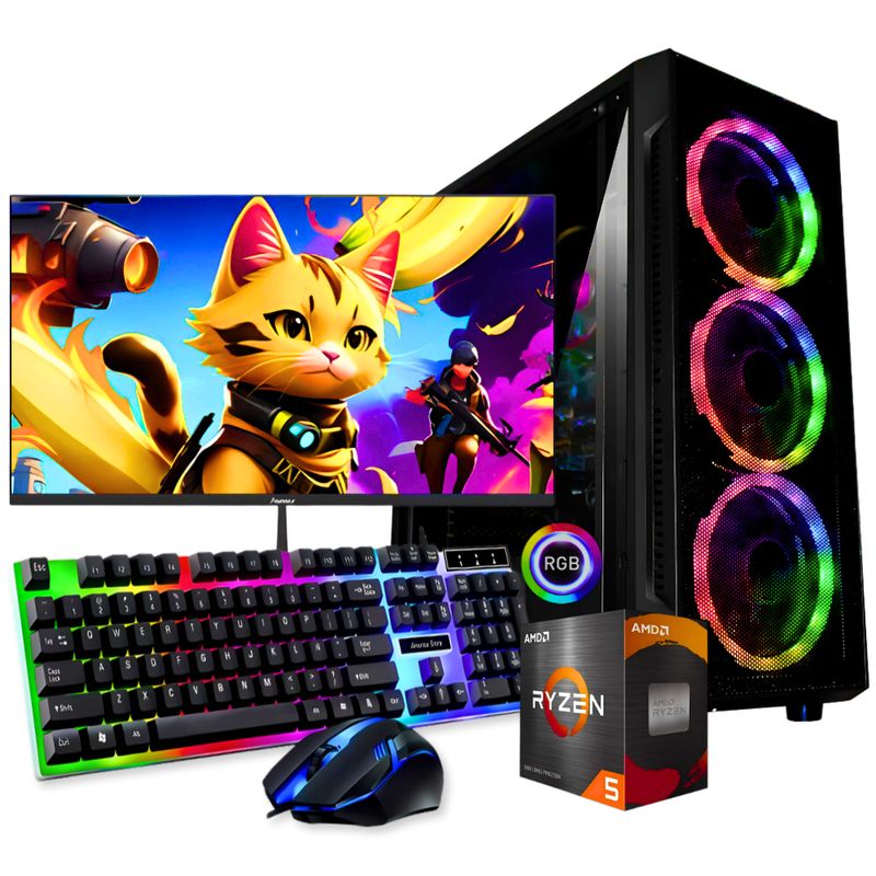 AMD - TORRE GAMER RYZEN 5 5600G /RAM 16GB /SSD 240GB /BOARD A520M /MONITOR 22" FHD