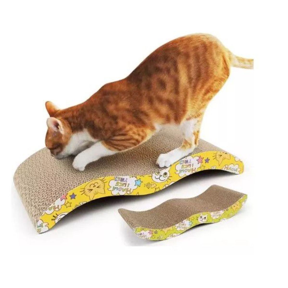 WUUFU - Rascador Gato Carton Corrugado En Forma De Olas+ Catnip