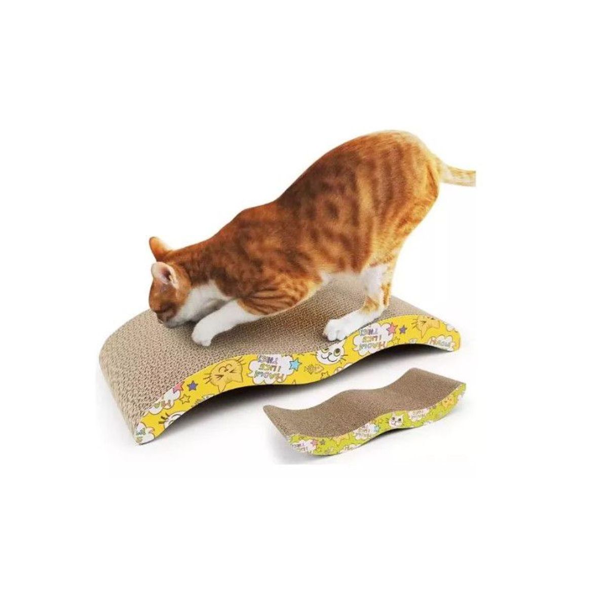 WUUFU - Rascador Gato Carton Corrugado En Forma De Olas+ Catnip