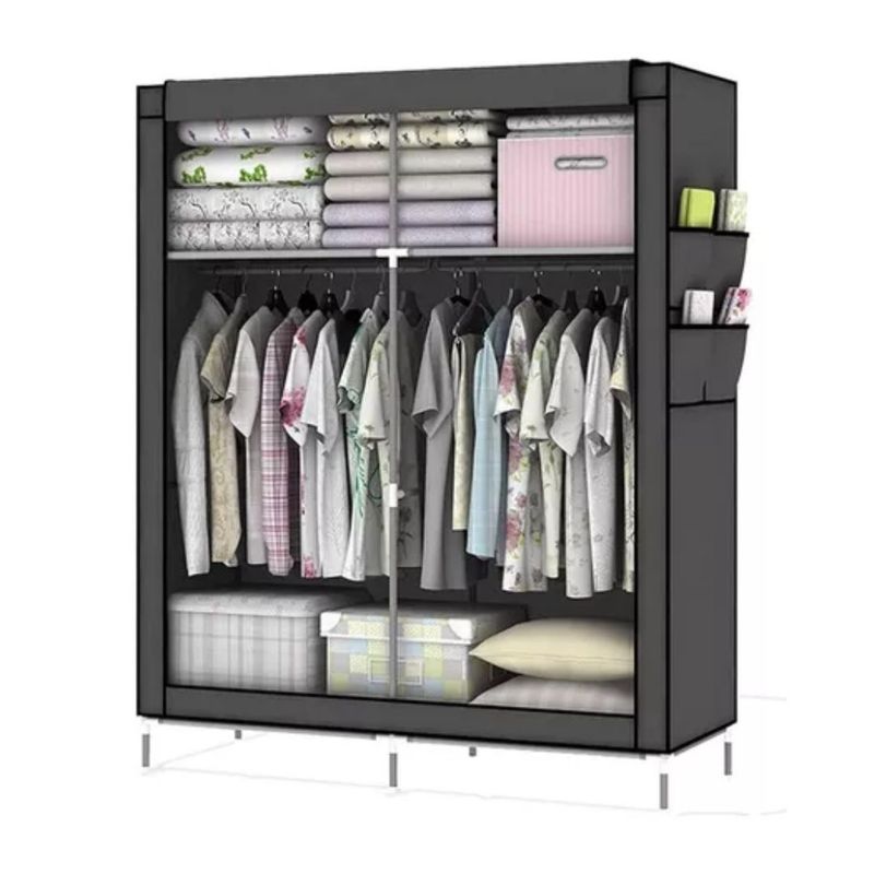 GENERICO - Armario De Tela Desarmable Closet Plegable Doble Rh07 Gris