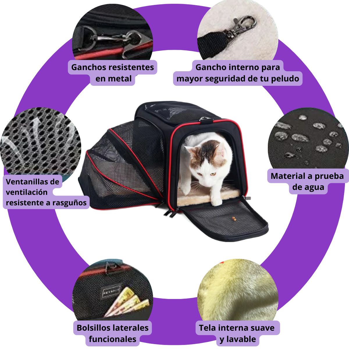 WUUFU - Transportador Bolso Guacal Para Mascotas Expandible