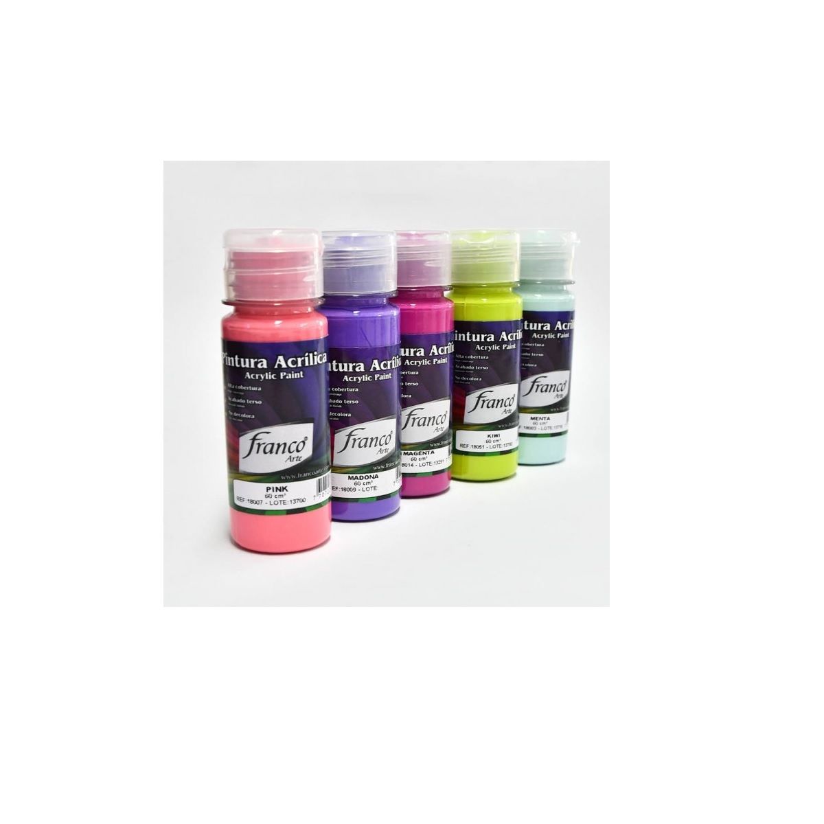 FRANCO ARTE - Set X 5 Pinturas Acrílicas, Colores Surtidos 60 ml Franco.