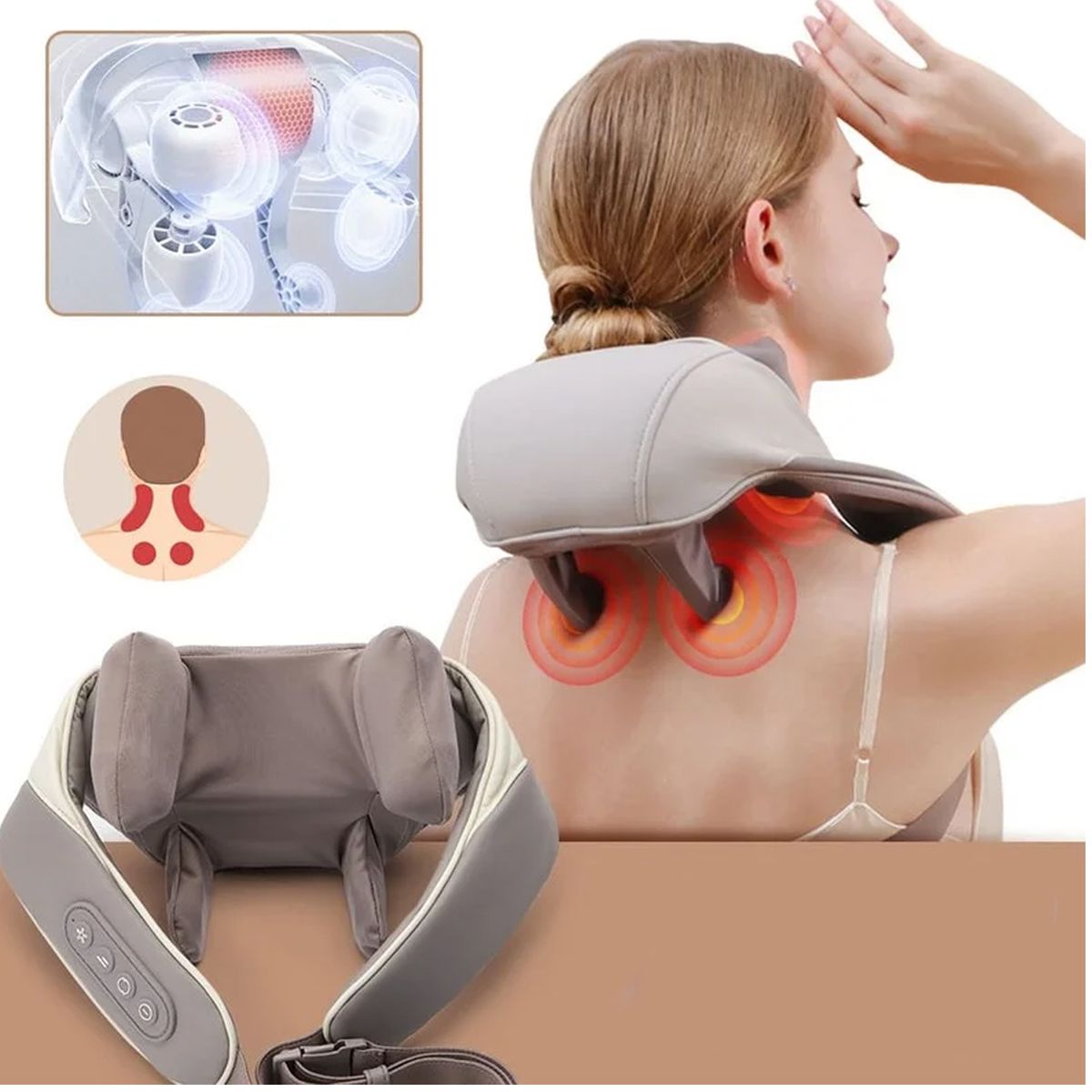 ONE PIXEL - Masajeador con Calor para Cuello y Hombros ONE PIXEL Masaje Shiatsu Eléctrico Alivia el Dolor