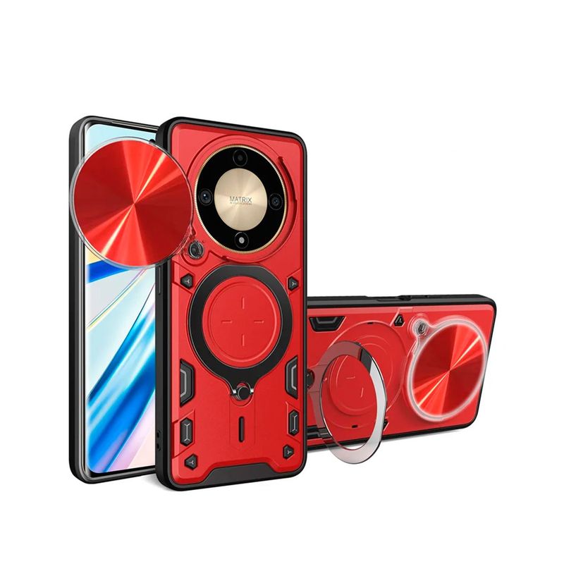 GENERICO - Estuche Protección Camara Con Soporte Para Honor Magic 6 lite Rojo
